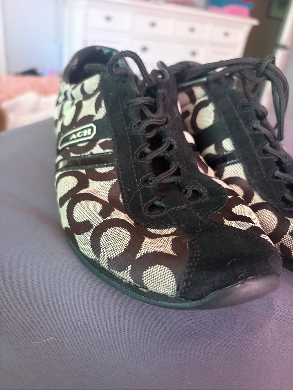 Coach Black and Cream Signature Logo Sneakers